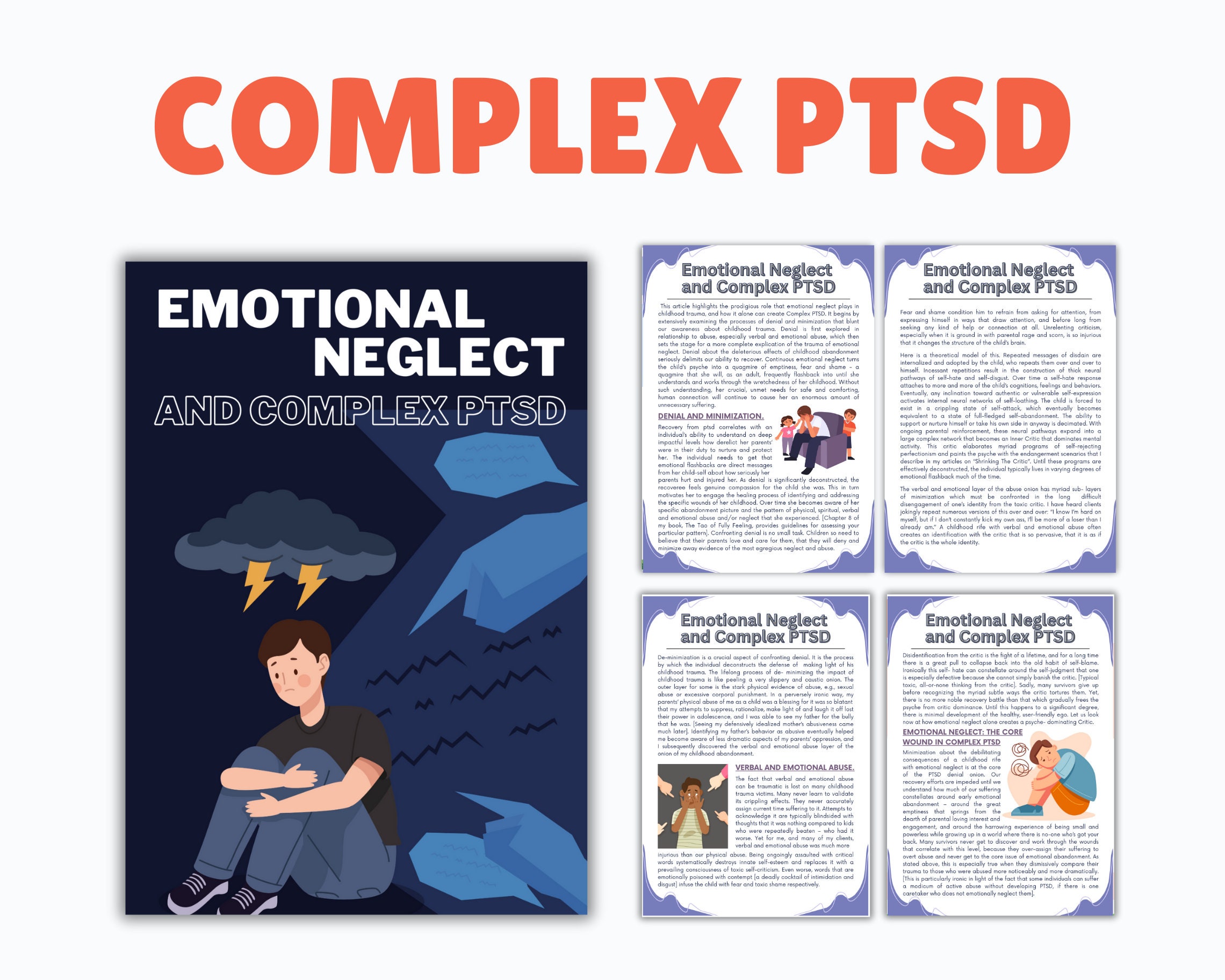 Emotional Neglect and Complex PTSD Worksheets, PTSD Workbook, Trauma