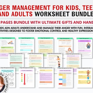 Understanding Anger Management Techniques Worksheets, Anger Cycle Workbook, Anger Journal, Anger Iceberg, Anger Coping Skills, Therapy Tools