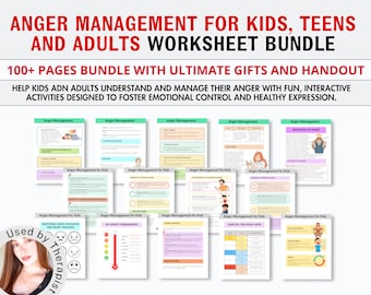 Understanding Anger Management Techniques Worksheets, Anger Cycle Workbook, Anger Journal, Anger Iceberg, Anger Coping Skills, Therapy Tools
