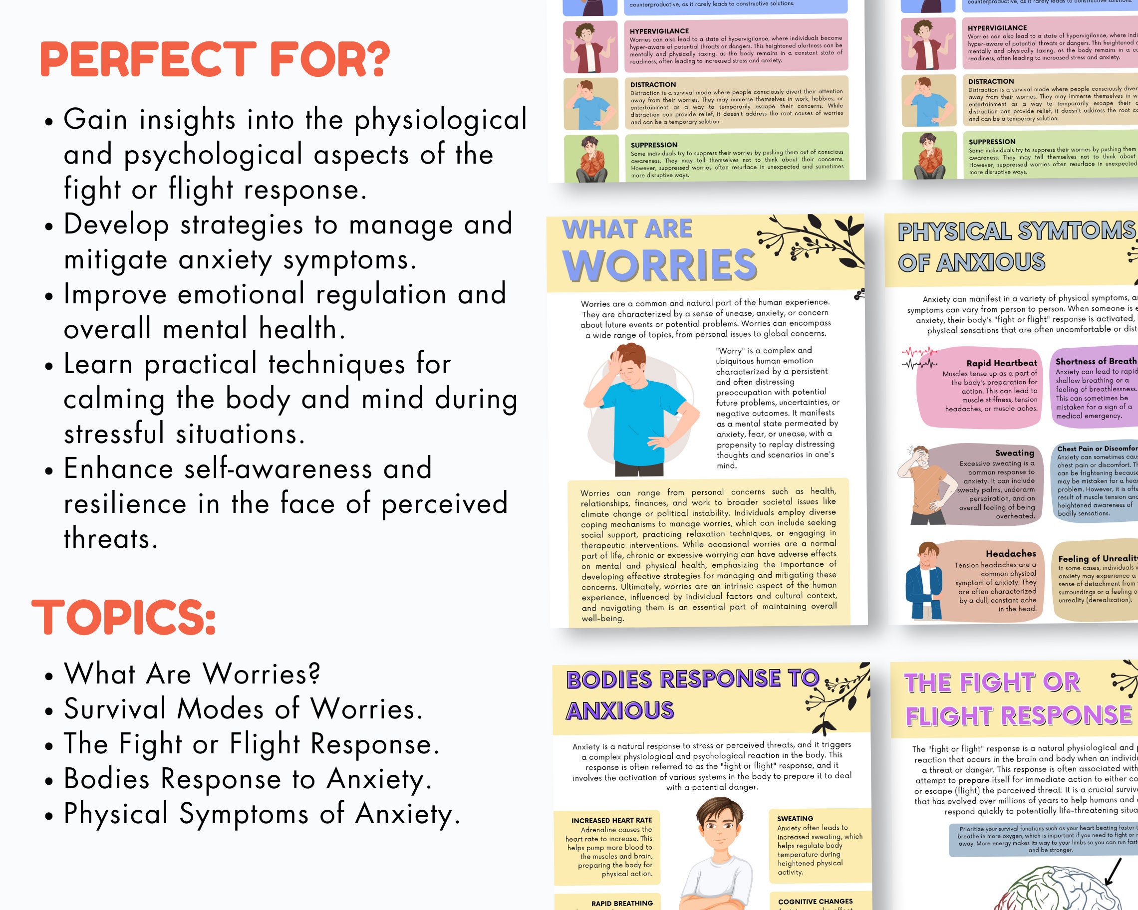 Signs of Fight Flight Freeze and Fawn Response Worksheets for the ...