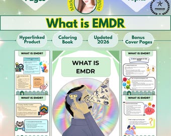 EMDR Scripts & Worksheets Phase 1-8: Eye Movement Psychotherapy, 65+ Pages, 10+ Topics, Hyperlinked, Coloring Book (Digital Download)