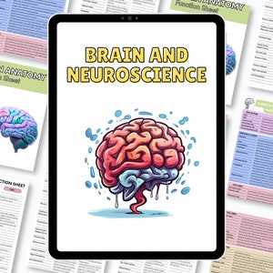 May include: A digital illustration of a brain with a colorful, cartoon-like style. The brain is dripping with blue liquid and surrounded by blue water droplets. The text "BRAIN AND NEUROSCIENCE" is written in large, bold letters at the top of the image.