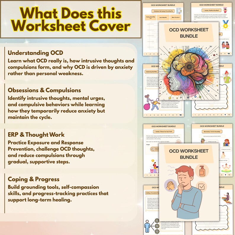 Ultimate OCD Therapy Worksheets Bundle, CBT, Obsessive Compulsive ...