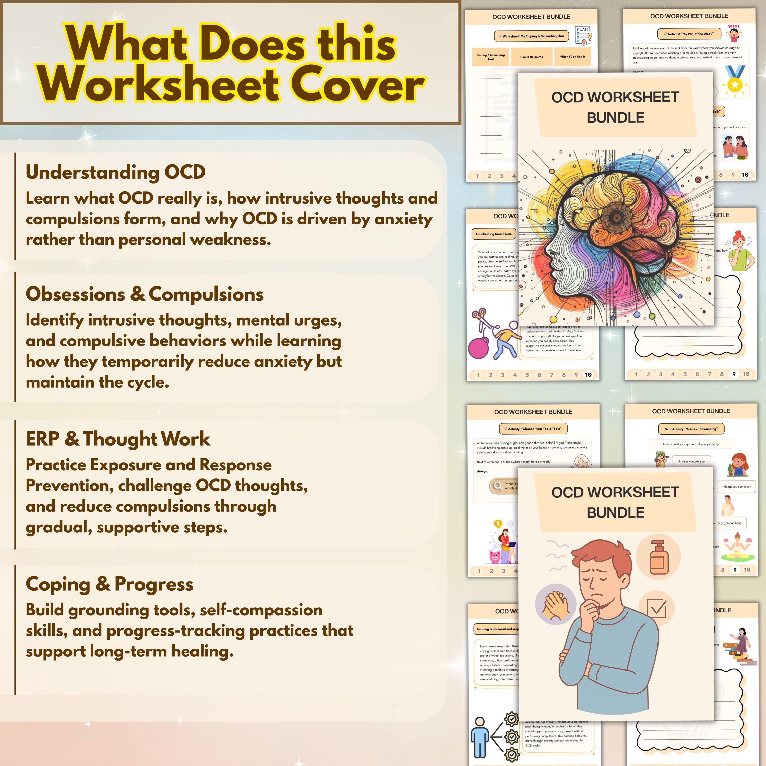 Ultimate OCD Therapy Worksheets Bundle, CBT, Obsessive Compulsive ...