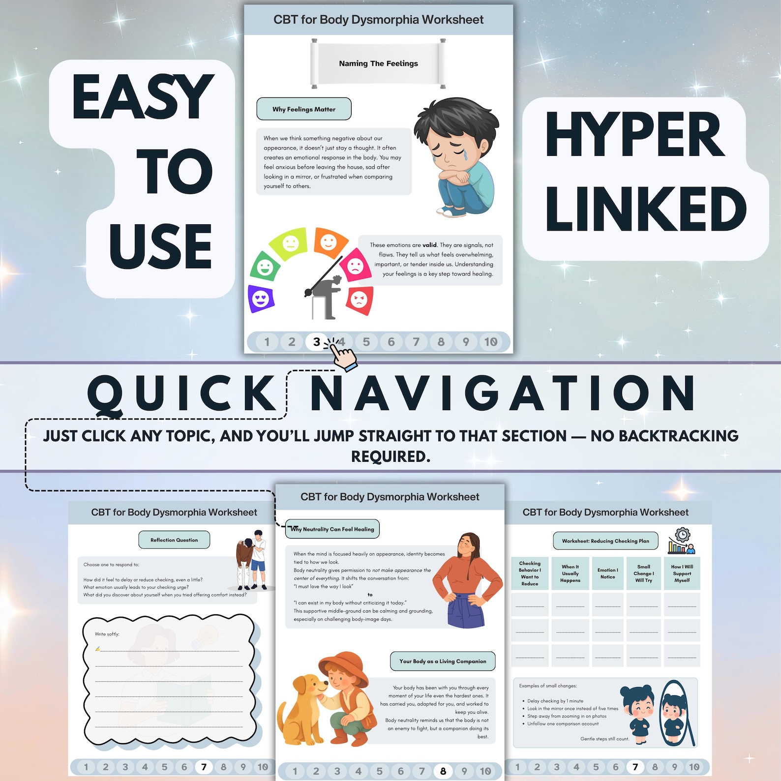 CBT Body Dysmorphia Worksheets, Body Image Therapy (PDF & PNG) - Etsy