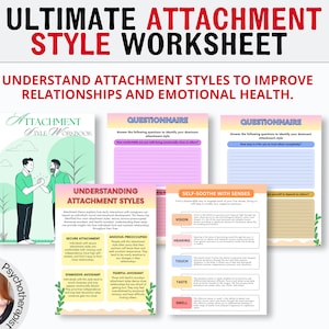 Attachment Theory Therapy Self-Help Workbook Resource, Building Secure Attachment Resource, Digital Print for Therapists and Counsellors