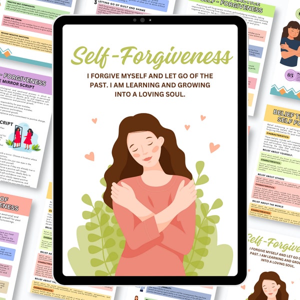 Ultimate Self Forgiveness Worksheet Package, Self Love, Self Growth, Therapy Worksheets, Self Esteem, Forgiveness Workbook, Healing, CBT