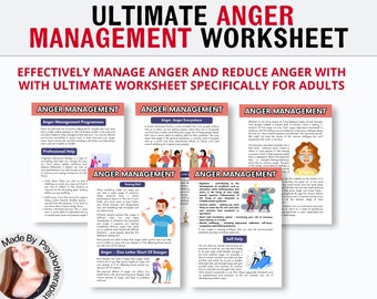 Anger Management Workbook for Teens and Adults, Anger Coping Skill Worksheets for Emotional Regulation, Healing Anger Issues, Self-Awareness