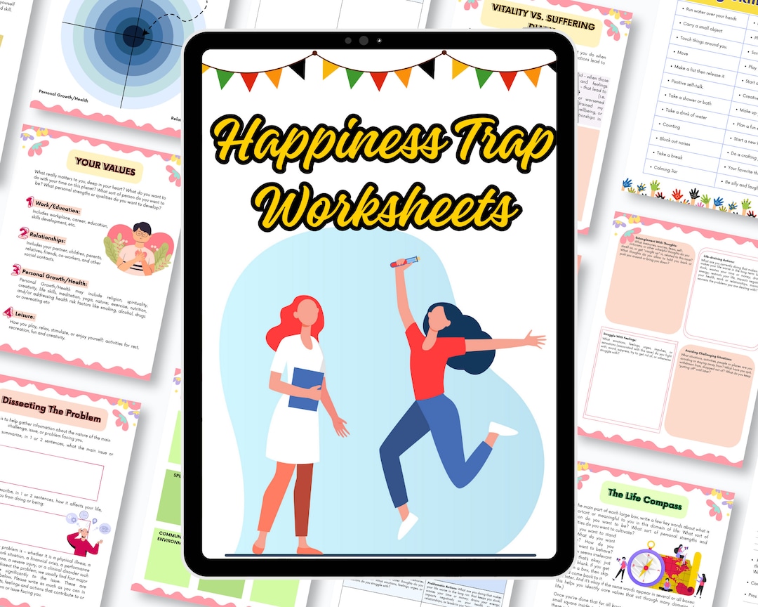 Ultimate Happiness Trap Worksheet, Psychology Resources,depression ...