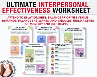 DBT Interpersonal Effectiveness Journal, DBT Worksheets, DBT Skills, Dbt Therapy, Psychoeducation Infographics, Therapy Journal, Anxiety