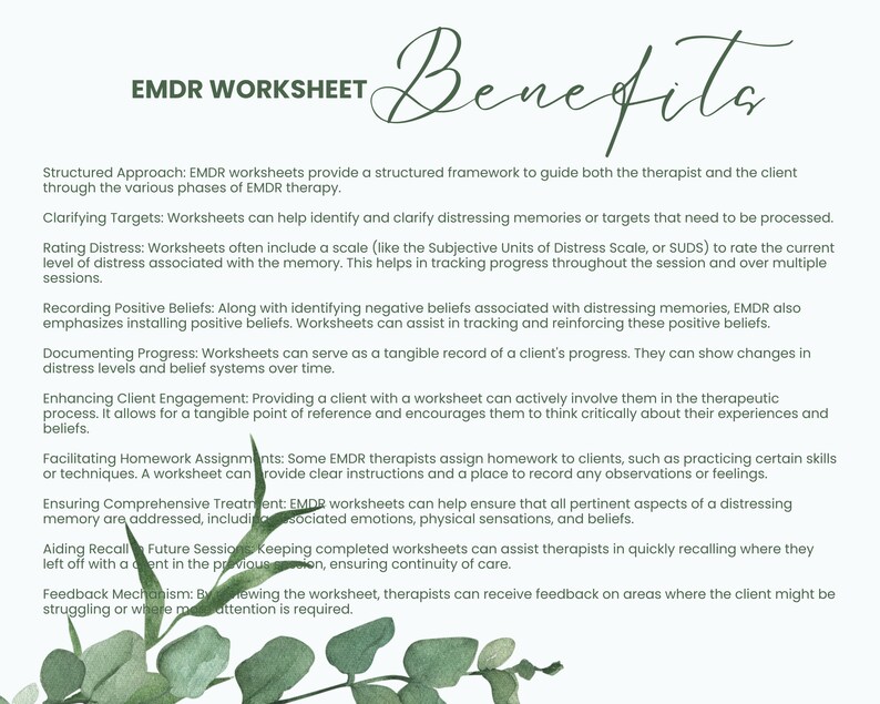 EMDR Scripts & EMDR Worksheets EMDR Tools, Emdr Resources for Phases 1 ...