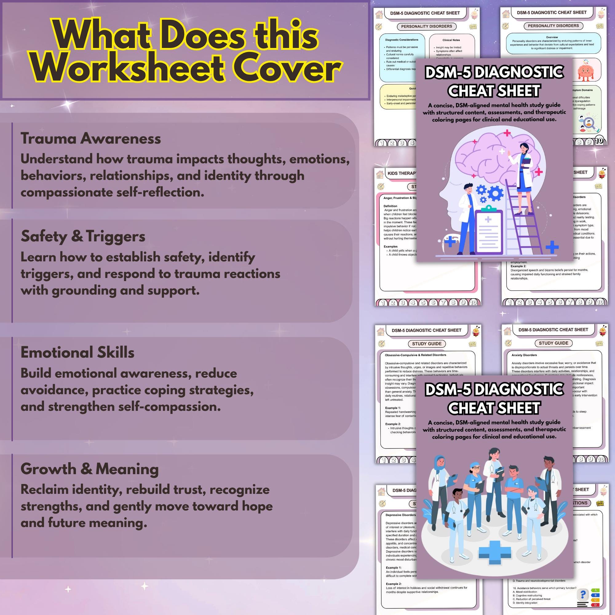 DSM-5 Diagnostic Cheat Sheet Bundle, Mental Disorder Diagnosis Criteria ...