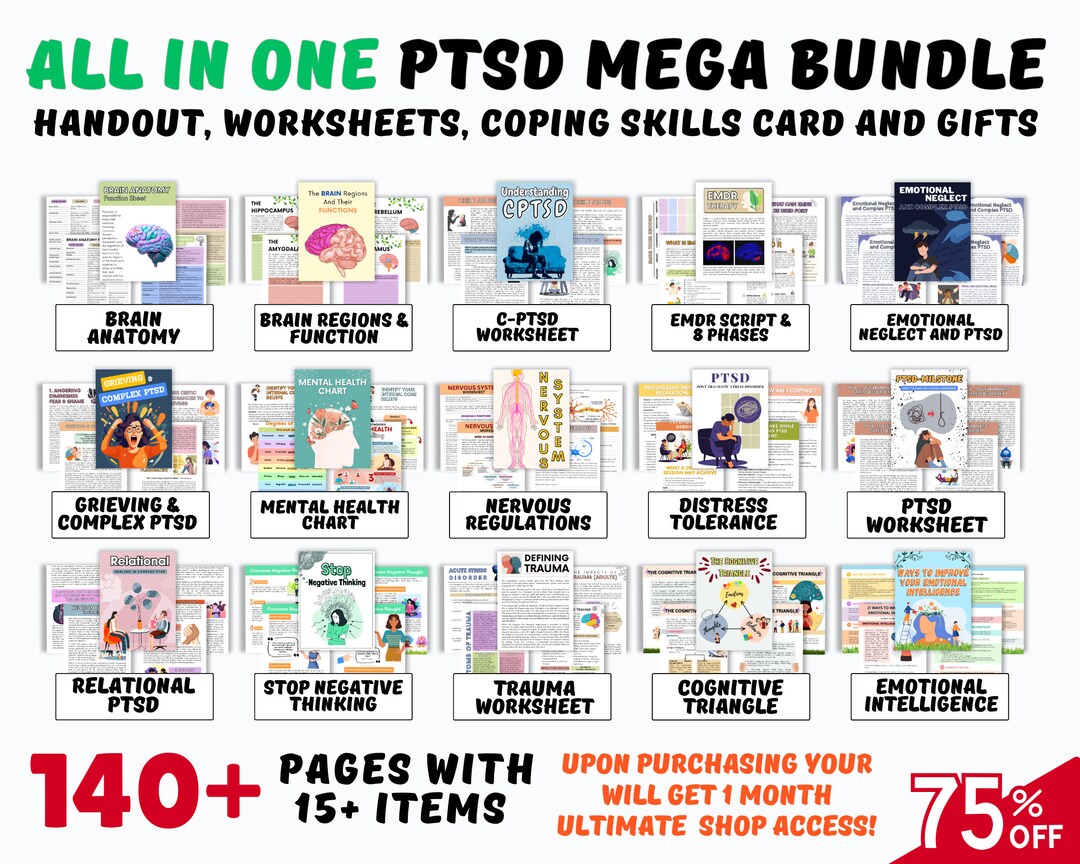 MEGA BUNDLE: C-PTSD Worksheets, Trauma Therapy, Mental Health