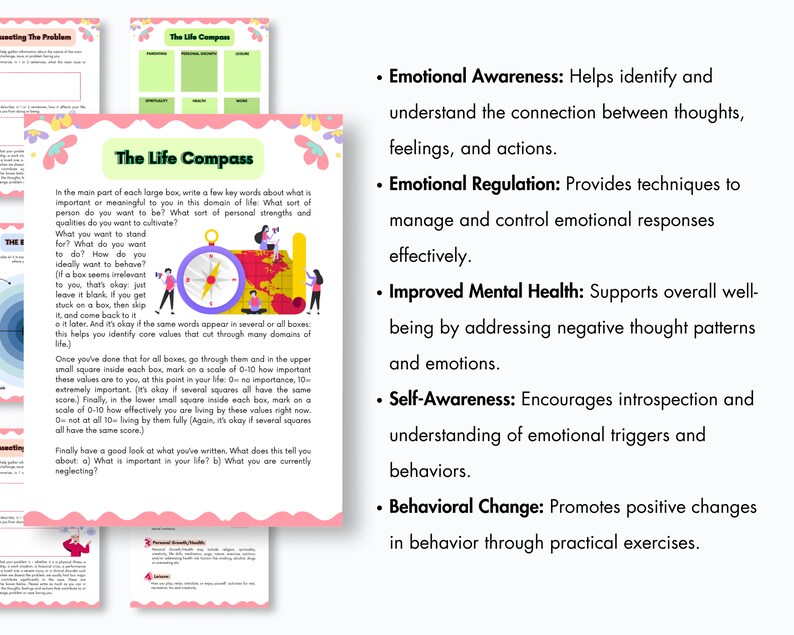 The Life Compass Worksheet.pdf Ultimate Happiness Trap Worksheet, Psychology Resources,depression ...