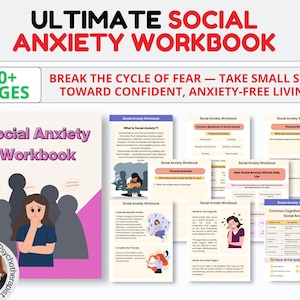Social Anxiety Workbook, Social Anxiety Worksheets for Teens and Adults, school Counselor Resources, Dbt, Exposure Therapy, CBT Worksheets