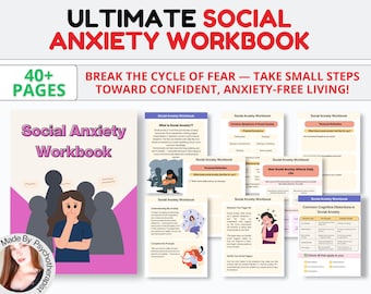 Social Anxiety Workbook, Social Anxiety Worksheets for Teens and Adults, school Counselor Resources, Dbt, Exposure Therapy, CBT Worksheets