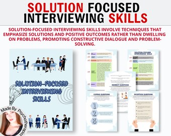 Ultimate Solution Focused Interviewing Questions Bundle, Solution Focused Therapy, Intervention, Therapy Worksheets, Therapy Office Decor