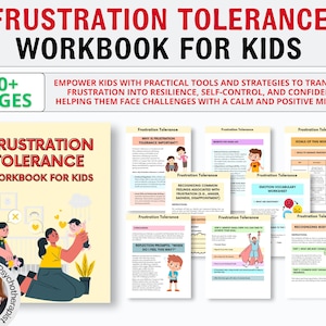 Frustration Tolerance Workbook for Kids, Emotional Regulation Worksheets, Therapy Worksheets for Children, Social Emotional Learning