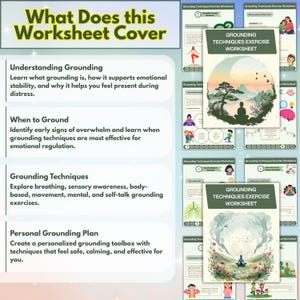 Grounding Technique Exercise Worksheet, Therapy Workbook, Therapy ...