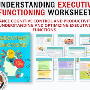 Executive functioning Worksheets, ADHD Worksheets, Executive Dysfunction Workbook, Anxiety, depression, organization, coping skills tools