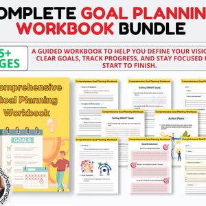 Goal Planner Bundle, SMART Goal Setting Kit,Monthly Habits Reflections, Productivity,2025 Goals Tracker,Goal Setting Worksheets,Vision Board