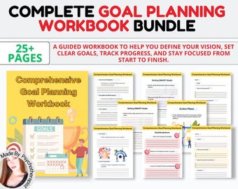 Goal Planner Bundle, SMART Goal Setting Kit,Monthly Habits Reflections, Productivity,2025 Goals Tracker,Goal Setting Worksheets,Vision Board