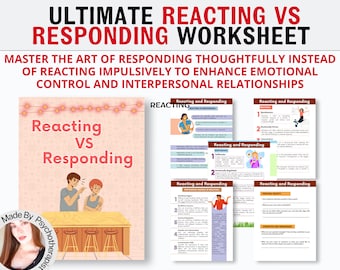 Responding Vs Reacting Worksheets. Therapy worksheets, Psychoeducation communication styles, conflict resolution, family therapy, couples