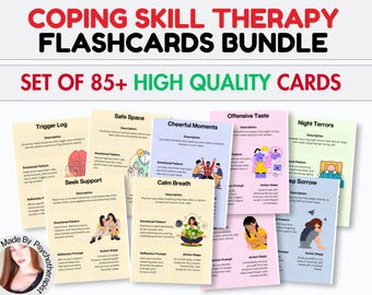 Coping Skill Therapy Flashcards for Kids, Emotional Regulation and Self-Awareness Cards, Words For My Emotions Feelings Cards
