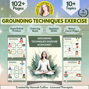 Grounding Technique Exercise Worksheet, Therapy Workbook, Therapy Worksheets, Grounding, Therapy Tools, Therapy Resources, Therapy, CBT