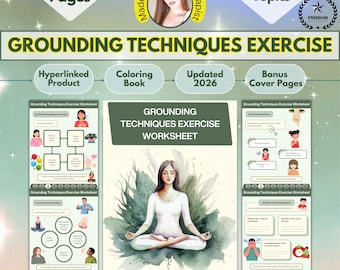 Hoja de ejercicios de técnica de conexión a tierra, libro de ejercicios de terapia, hojas de trabajo de terapia, conexión a tierra, herramientas de terapia, recursos de terapia, terapia, terapia cognitivo conductual