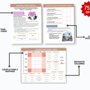 May include: A printable worksheet with tips for couples to identify and discuss critical issues in their relationship. The worksheet includes sections on personal stress, sharing strengths, couple discussions, and couple and family maps. The worksheet is 75% off.