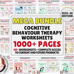 Ultimate CBT Worksheets Mega Bundle for Therapist, Psychologist or Counselor, CBT Therapy, Counselling Resources, CBT Coping Skills Tools