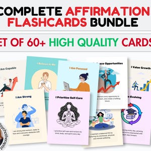 Affirmation Positive Flashcards Bundle, Positives Zitat, Affirmationskarten, Selbstwertgefühl, Vertrauen, Selbstfürsorge, Therapie Bürodekor, Selbstliebe