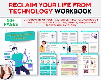 Reclaim Your Life from Technology, Stress Worksheets, Self-Care, Therapy Worksheets, Mental Health Planner Self-help, Anxiety Journal, CBT