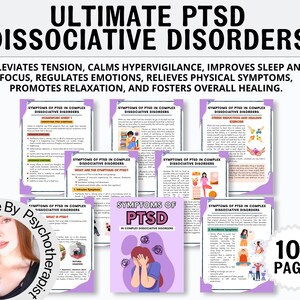 Sintomas de transtornos dissociativos complexos de TEPT, apostila de TEPT, cura de traumas, planilhas de EMDR, C-TEPT, TCC, planilha de terapia de trauma