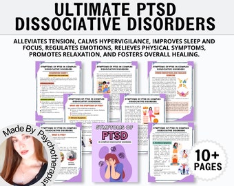 Symptoms Of PTSD Complex Dissociative Disorders, PTSD Workbook, Trauma Healing, EMDR Worksheets, C-Ptsd,Cbt,Trauma Therapy Worksheet