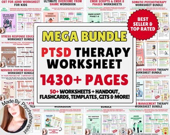MEGABUNDEL: C-PTSS-werkbladen, traumatherapie, werkbladen geestelijke gezondheid, emdr-werkboek, ptss-werkboek, CGT-werkblad, traumaverwerking