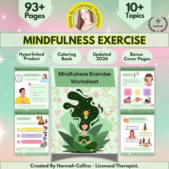 Guided Mindfulness Exercise, Breathing Exercises, Mental Wellness Tips, Hyperlinked, (Digital Download)