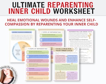 Reparenting und Inneres Kind Heilung Bündel von Ressourcen für Kindheit Erfahrungen | Arbeitsblätter und Journal Prompts für Mentale Gesundheit