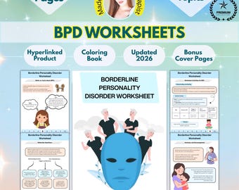 BPD Workbook! Borderline Personality Disorder Worksheets, Journal, BPD Awareness, Trauma Gift, Printable PDF, Therapy, Counseling, Dbt