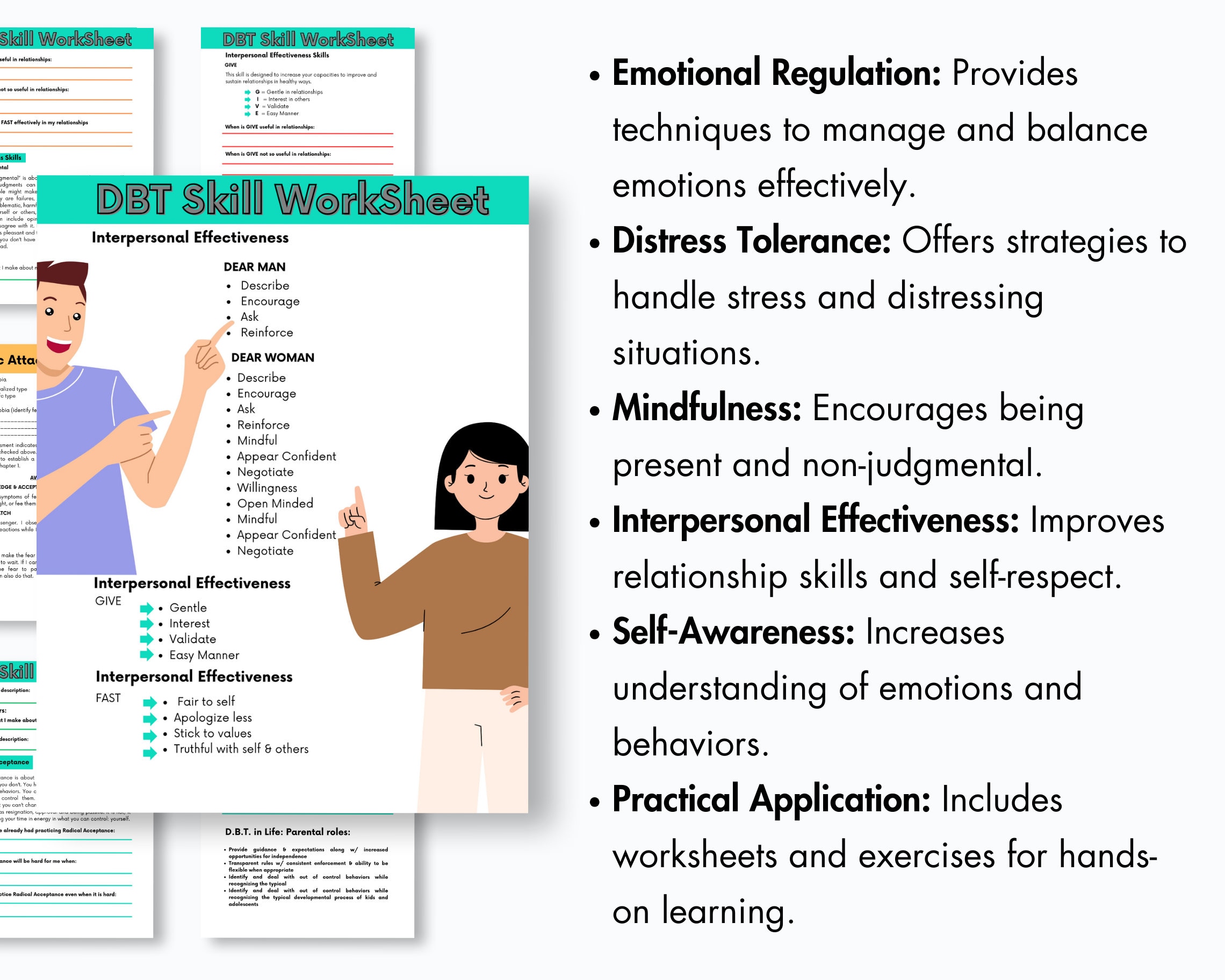 DBT Bundle Coping Skills Printable Poster Handout Cheat Sheet ...
