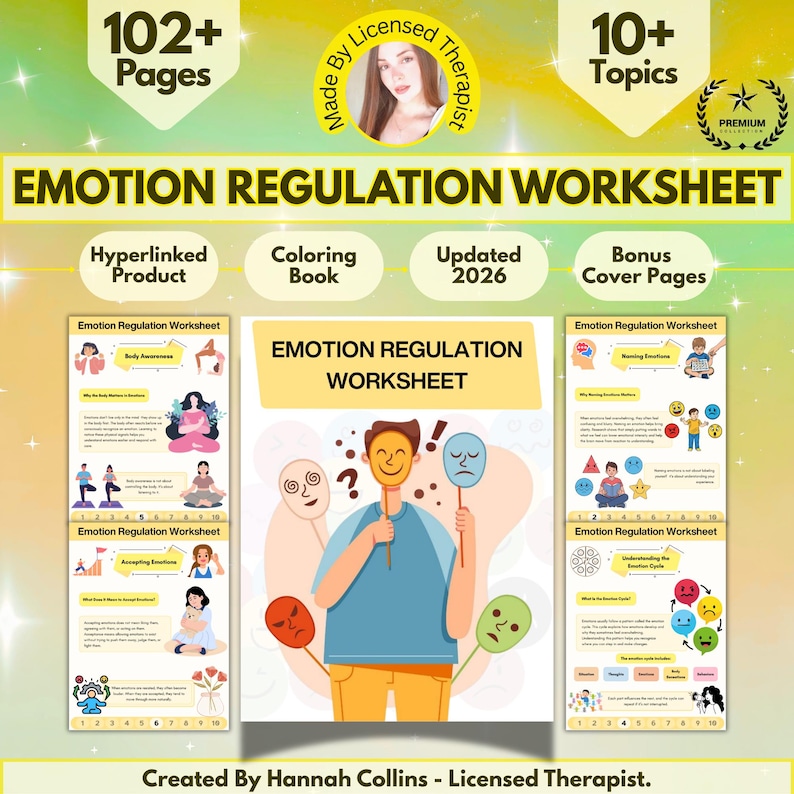 Emotional Regulation Workbook: Emotions worksheets, Emotions Management, 102+ Pages (Digital Download) image 1