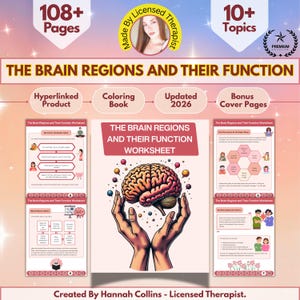 The Brain Regions and Their Function Neuroscience Worksheet: 108+ Pages, 10+ Topics, Bonus Covers, Hyperlinked (Digital Download)
