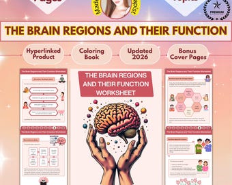 The Brain Regions and Their Function Neuroscience Worksheet: 108+ Pages, 10+ Topics, Bonus Covers, Hyperlinked (Digital Download)