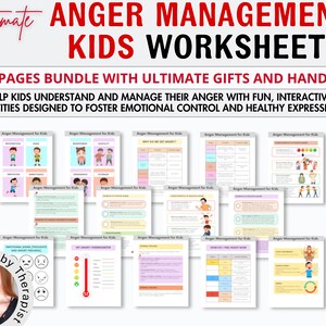 Anger Management KIDs Techniques Worksheets, Anger Cycle Workbook, Anger Journal, Anger Iceberg, Anger Coping Skills, Therapy Tools