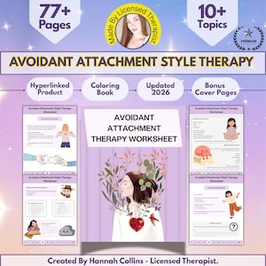 Attachment Styles Workbook, Therapy Tools for Anxious & Avoidant Attachment, Self Help Healing, Hyperlinked PDF