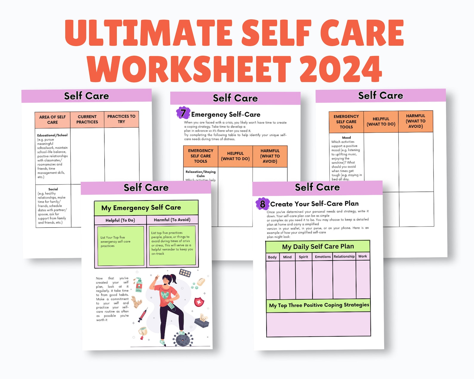 Self Care Journal, Self Care Workbook Worksheets, Self Love, Burnout ...