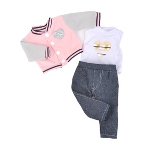 3 Piece Outfit-1 Pink Baseball Jacket