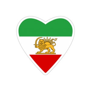 Iran flag sticker, Shir o khorshid sticker, heart, love, Farsi, Persian ایران ، شیر و خورشید ، پرچم