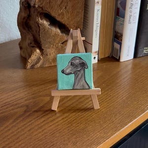 Mini Italian Greyhound Portrait on Canvas – Dog Art, Iggy Side Profile Painting, Whimsical Pet Lover Gift, Tiny Dog Decor